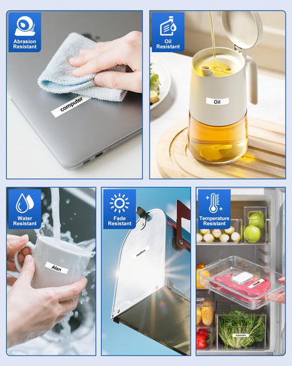 Tze121 9mm 0.35" Laminated Clear Tape Compatible for Brother 9mm Label Tape Tze-121 Tz-121 P Touch Tz Tze 9mm 3/8" Black on Clear Label for PTH110 PTD210 PT-D220 PTD400 PT-D610BT, 4-Pack