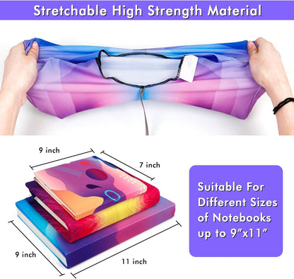 Feela 7 Pack Neon Pattern Jumbo Fabric Book Covers, Washable Durable Reusable Nylon, Stretchable for Hardcover Textbooks & Notebooks up to 9'x11'