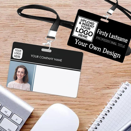 Custom Id Badge, Personalized Employee Photo Identification Card with Lanyard, Durable ID Card for Office Worker Doctor Nurse Student-Horizontal-Template1