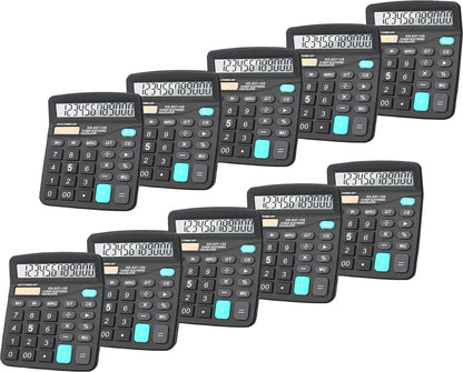 Calculators, BESTWYA 12-Digit Dual Power Handheld Desktop Calculator with Large LCD Display Big Sensitive Button (Black, Pack of 10)