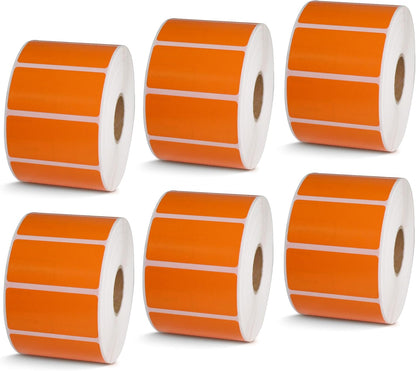 BETCKEY - 2" x 1" UPC Barcode & Address Labels Compatible with Zebra & Rollo Label Printer,Premium Adhesive & Perforated[Orange, 6 Rolls, 7800 Labels]