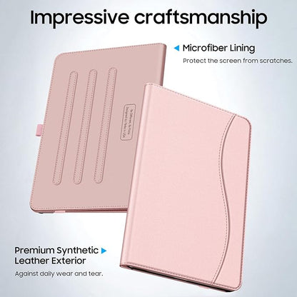 Fintie Case for Samsung Galaxy Tab A9 Plus/A9+ 5G 11 Inch 2023 Model (SM-X210/X216/X218), Multi-Angle Viewing Smart Stand Back Cover with Pocket Auto Wake/Sleep, Rose Gold