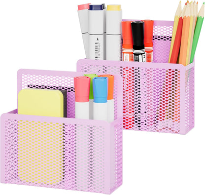 Magnetic Dry Erase Marker Holder, Mesh Pen Holder for Whiteboard，Magnet Pencil Organizer Storage for Refrigerator Locker Accessories Organizer for Home, School and Office(Purple)