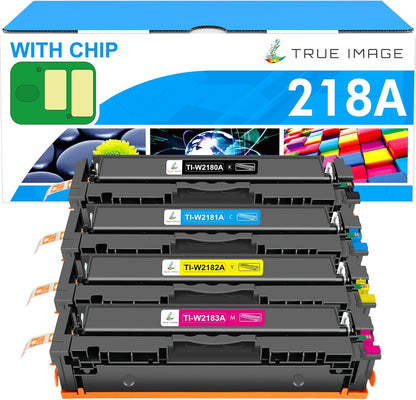 218A 218X Toner Cartridges 4 Pack with Chip 3301fdw 3201dw Compatible Replacement for HP 218A 218X Color Laserjet Pro MFP 3301cdw 3301sdw 3201dw Printer High Yield Ink Set W2180A W2180X (B/C/Y/M)