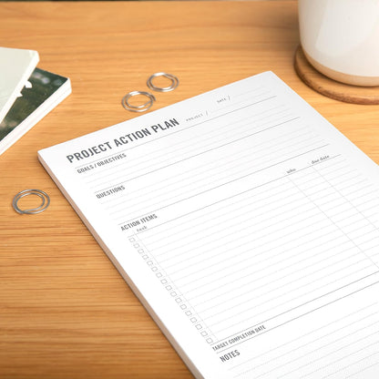 Two Tumbleweeds - Project Planner Notepad - 7 x 10” Planning Pad for Project Management with Checklist, Action Items, Notes - Task Planner - To Do List Organizer For Work & School - 50 Sheets