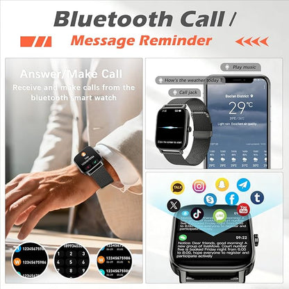 Smart Watch for Women Fitness Tracker: Make Answer Call Waterproof Running Smartwatch Android Phone iPhone Samsung Compatible Digital Mens Watches Pedometer Step Tracker Heart Rate Monitor