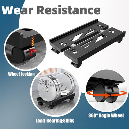 Adjustable Computer Tower Stand, Mobile CPU Stand with 4 Rolling Caster Wheels, Under Desk CPU Holder PC Floor Cart PC Riser for Gamers and Students (Black)