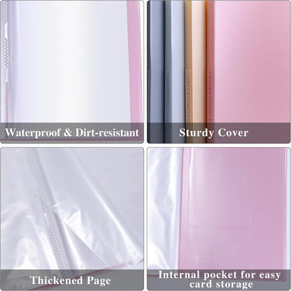 4 Pack Binder with Plastic Sleeves, 20 Pocket Presentation Book with Sheet Protectors, Display 40 Pages of 8.5 x11.8inch Paper, Portfolio Folder for Artwork (Multicolor)