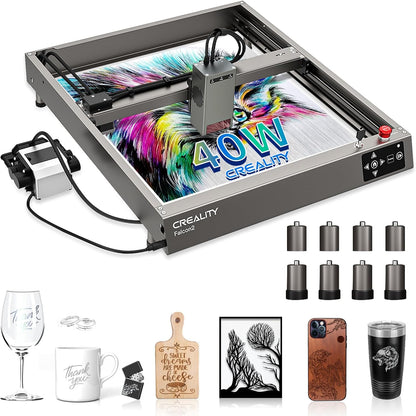 Creality Laser Engraver, Falcon2 40W Output Laser Cutter with Air Assist, 25000mm/min Speed & High Accuracy Laser Engraving Machine for Wood and Metal, Acrylic, Leather