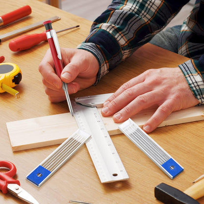 Spakon 60 Pcs 2.8mm Lead Refill Carpenter Construction Pencils Marker Lead Refills Dry Mechanical Woodworking Pencil Tools for Writing Drawing Drafting (Silver,Gold)