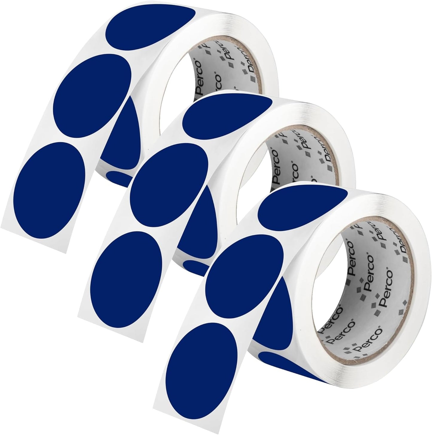 Perco Dark Blue 2-Inch Round Circle Dot Sticker Labels - Multi-Roll Pack (3 Rolls, 500 Labels Each) - Permanent Adhesive, Vibrant Colors, Strong Hold - Perforated for Easy Use - Made in USA