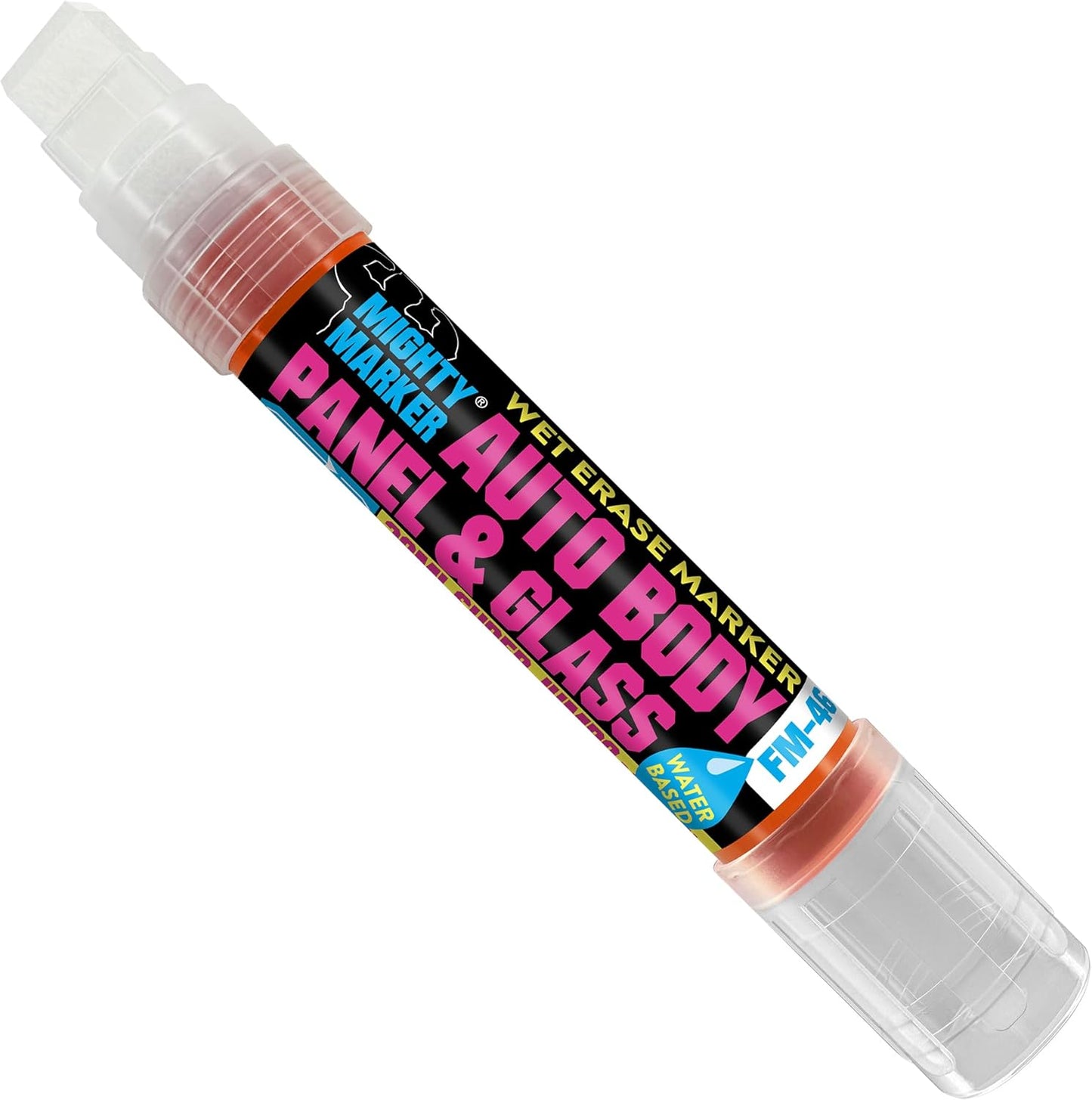 FM-46 Auto Body and Glass Super Jumbo Paint Marker, No-Ghost Formula, Water-Resistant, Valve Action, Removable, Water-Based, 30ml Capacity, Made in USA, Fl. Orange 3 Pack