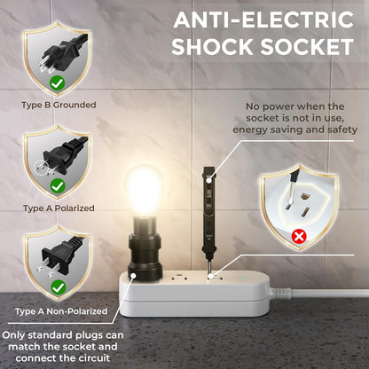 Surge Protector Power Strip,1625W/13A,5Ft Extension Cord with 3 Outlets,Waterproof Class 6 Heavy Duty Extension Cord for Indoor Outdoor,UL FCC IPX6 Listed (White, 5FT)