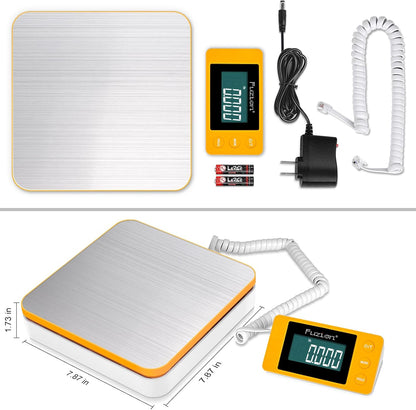 Fuzion Shipping Postal Scale - Package Scale 110LB x 0.1oz, Large LCD Display, 5 Units, Digital Scale for Packages, Postage - Dual Power Supply (Batteries & Adapter)