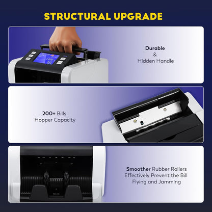 CGOLDENWALL Mixed Denomination Money Counter Machine, Touchscreen Value Counter, 1500Bills/min Cash Counting, UV/MG/IR/DD Detection, Multi-Currency & Modes Bill Counter for Business
