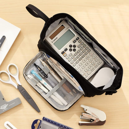 HVOMO Pencil Case Large Capacity Pencil Pouch Handheld Pen Bag Cosmetic Gift for Office School Teen Girl Boy Men Women Adult (Black)