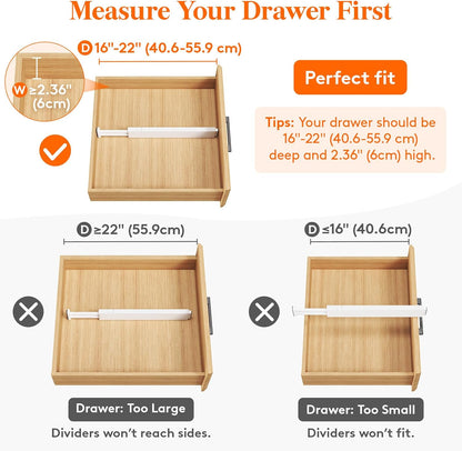Lifewit 12 Pack Kitchen Drawer Dividers 2.36" High, 16"-22" Adjustable Drawer Organizer for Utensils/Clothes/Makeup, Plastic Expandable Separators in Dresser/Bedroom/Bathroom/Office Storage