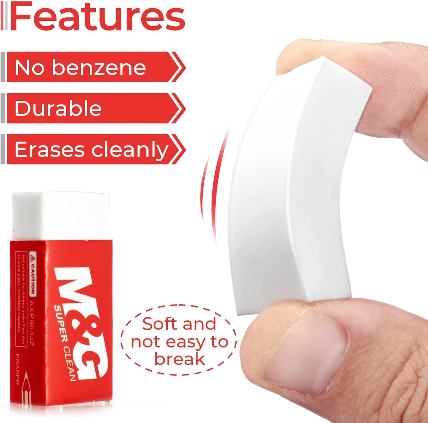 M&G Pencil Eraser for Kids, 30 Pack, White Erasers Bulk, Erasers for Artists, Drawing Erasers for Sketching, Small Pencil Erasers, Art Erasers for Drawing, School Erasers Office Supplies