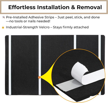 48"x36" Large Bulletin Board for Wall | Foldable Felt Notice Board with 30 Push Pins | Self-Adhesive Message Board for Office, Home & Classroom Decor (Black)