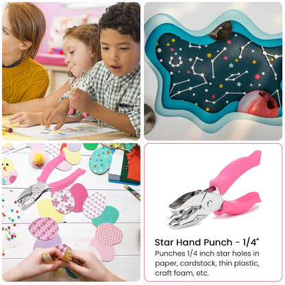 MyArTool 1/4 Inch Star Hole Punch, Handheld Star Hole Puncher with Soft Grip, Star Shaped Hole Puncher for Paper Crafts, Cardstock, Gift Wrapping, Greeting Cards and Scrapbooks