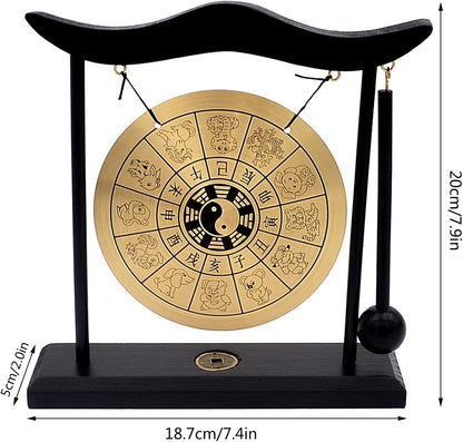 Feng Shui Brass Gong Desktop Zen Art for Fortune + Free Red String Bracelet H1304