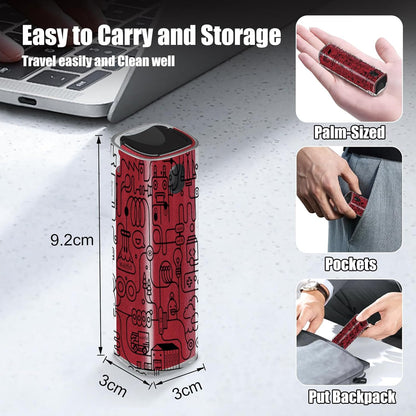 walrfid Car Screen Cleaner Spray and Wipe, Laptop Touchscreen Mist Cleaning Kit for Electronics Computer, iPad, Cellphone, MacBook, TV, Monitor, Tablet, Kindle Display, with Black Graffiti Case - Red