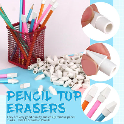 PRALB 400PCS White Pencil Top Eraser, Cap Erasers Toppers for Pencils, Pencil Eraser Caps for School Supplies, Classroom, Office, Party Favors & Games Prizes