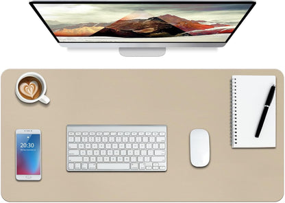 Boutilon Leather Desk Pad Protector,Non-Slip Mouse Pad,Laptop Desk Pad,Office Mouse Mat,Waterproof Leather Desk Blotter,Desk Writing Pad for Office and Home (L-Beige,35"x 17")