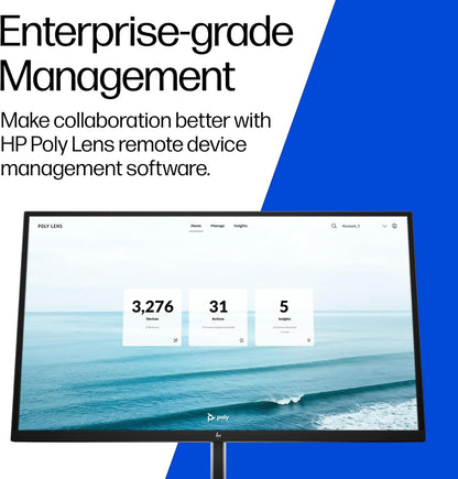 Poly Studio V12 – USB Video Bar for Small Rooms - 4K 20MP Camera, AI-Enhanced Audio, Noise Cancellation, Poly Lens Management - Microsoft Teams, Zoom & Google Meet Compatible - Thoughtfully Made