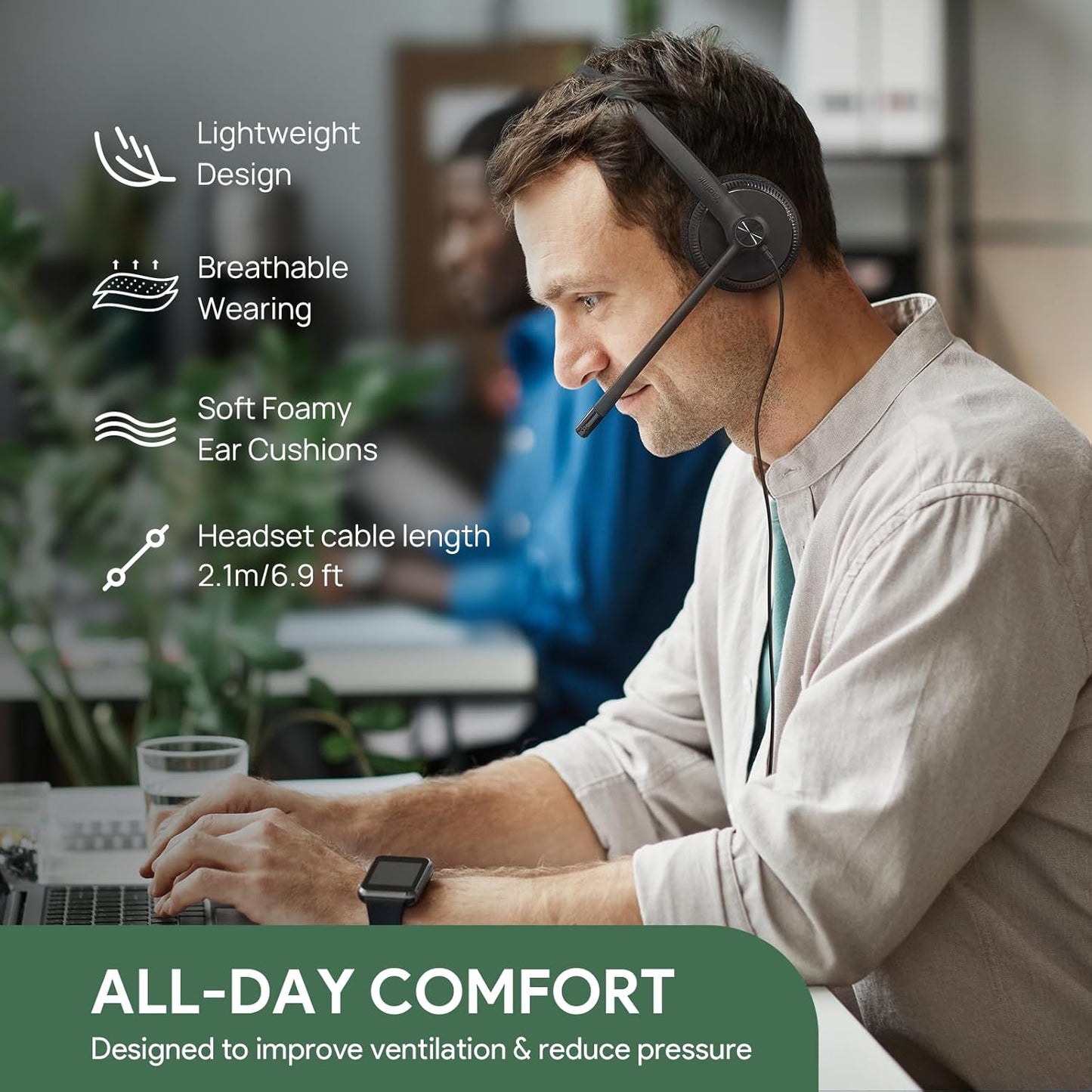 Yealink UH34 USB Headset with Noise Cancelling Mic, Work Headset for PC, Teams Certified Headphones for VoIP Phone Softphone, in Line Control