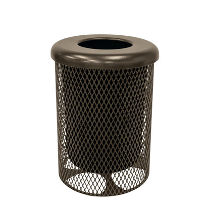 RFT-TXTBRW Heavy Duty Round Trash Receptacle with Flat Top, Liner Included, 32 Gallon, Textured Brown, Made in America