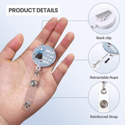 Badge Reel, Retractable Badge Clip for Nurse, Funny Badge Holder, Help is On The Way Dear Badge Reels, Retractable Lanyard for ID Badges, Mrs. Doubtfire Name Badge, Cute Nursing Gifts