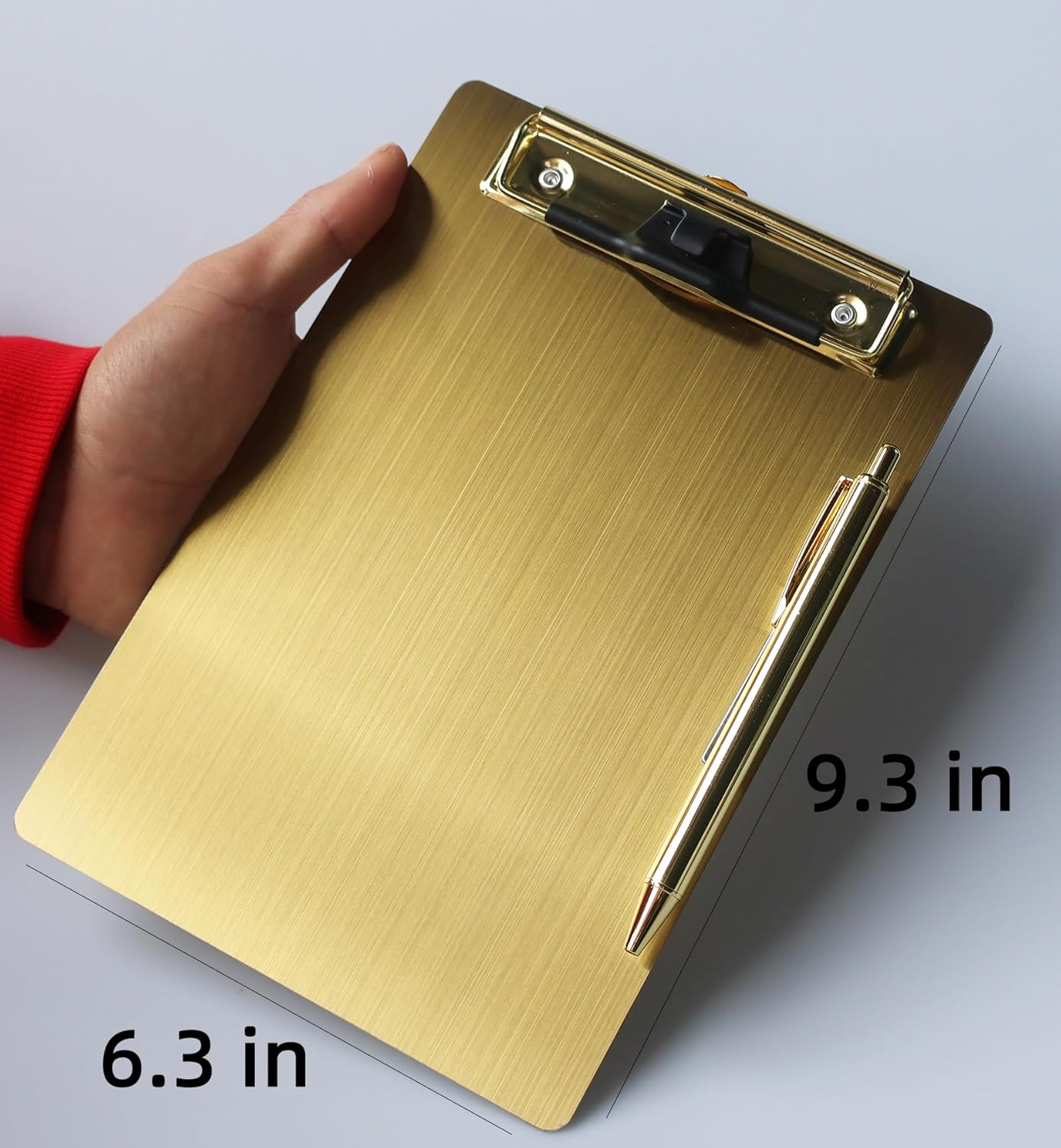 Stainless Steel Magnetic Clipboard with Pen - Multiple Sizes, Magnetic Design, Essential for Office and Home (Gold 6.3 x 9.3 Inches)