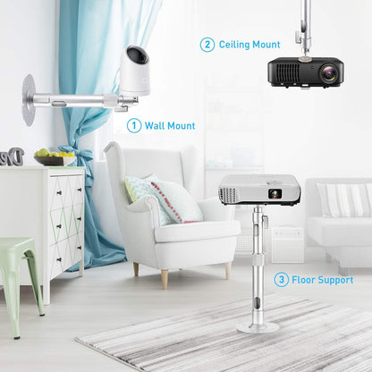NIERBO Universal Projector Wall Ceiling Mount Hanger 360° Rotatable Head with Extendable Length 11.8 Inch to 19.7 Inch Mounting Bracket
