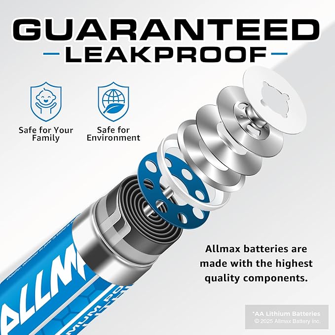 Allmax AA Maximum Power Lithium Batteries (48 Count) – Longest Lasting, Leakproof, 20-Year Shelf Life, Ultimate Performance, Perfect for Blink Security Cameras (1.5V)