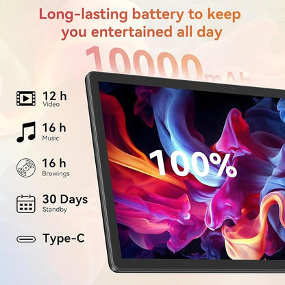Tablet｜14 inch Android 15 Tablet｜30GB RAM 256GB ROM｜1920 * 1200 IPS FHD｜10000mAh 30W Fast Charging｜Octa-core Processor｜Wi-Fi 6, BT 5.4｜Dual Camera with Keyboard｜Mouse｜Stylus｜Case｜Headphone