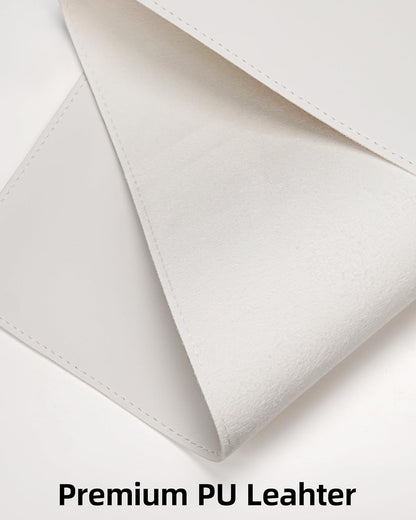 Extra Large Desk Pad Mat - Waterproof Mouse Pad & Desk Protector, Non-Slip XXL PU Leather Gaming Mat for Keyboard/Mouse, Stitched Edge with Ergonomic Support, 47.2"x23.6" (White)
