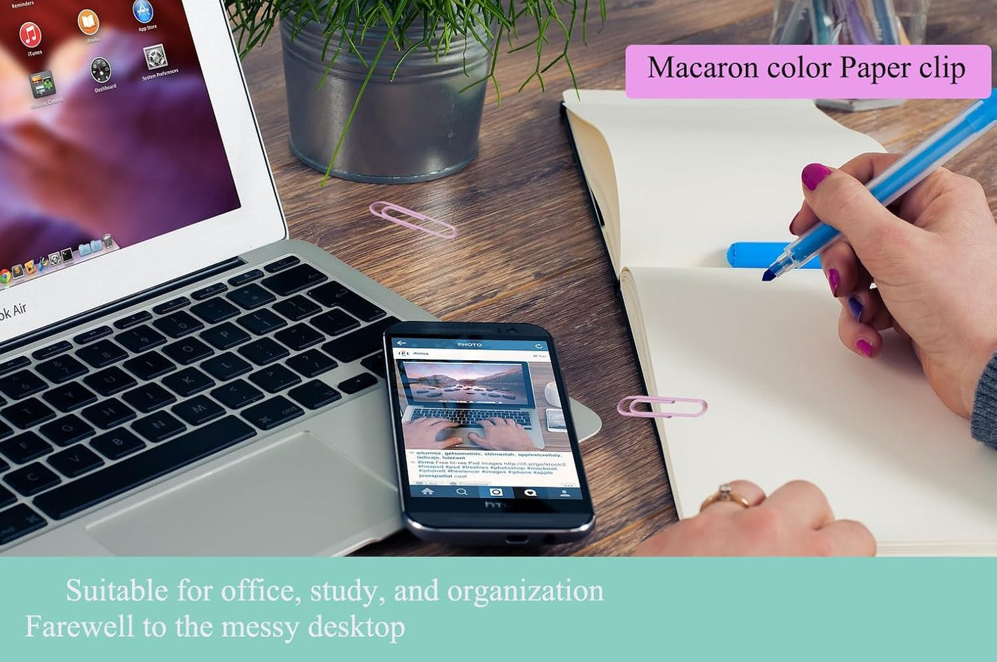 Macaron Colored Paper Clips, 1.1" Medium Paper Clip（28mm, 600pcs Paperclips for Office Supplies and Organization