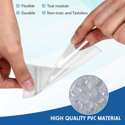 Marspark 100 Pieces Clear Plastic Name Badge ID Card Holders Vertical Name Badge ID Card Holders with Waterproof Resealable Zip Transparent PVC Sleeve Cover for Office School