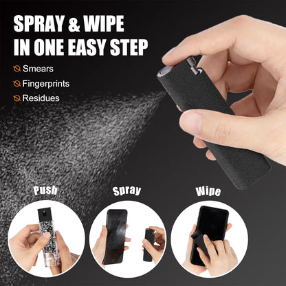 walrfid Computer Screen Cleaner Spray, Car Touchscreen Mist Cleaning Kit for Electronic Laptop, iPad, iPhone, Smart Phone, MacBook Pro, TV Monitor, Tablet, Car Display,with White Graffiti Case - Black