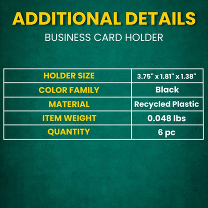 Always23 Business Card Holder for Desk, Black Business Card Holder Display Stand, Plastic, 3 3/4" x 1 13/16" x 1 3/8" - 6 Pack