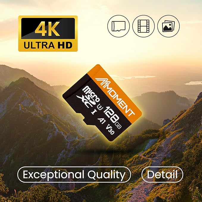 MMOMENT 128GB (2 Pack) Micro SDXC Card, A1, UHS-I, U3, V30, Class10 Compatible, Read Speed Up to 95 MB/s,Write Speed Up to 60 MB/s, SD Adapter Included