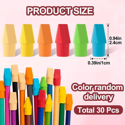 30 Pack Random Color Pencil Top Erasers, Halloween Pencil Topper Erasers, Fun Pencil Cap Erasers Bulks, Writing Supplies for Office, Teacher, Adults Painting Drawing