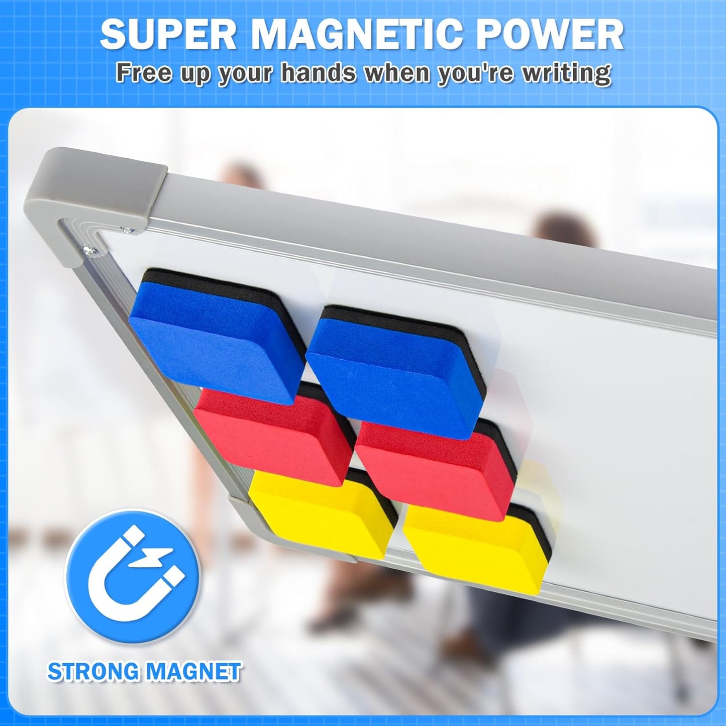 EAONE 48 Pack Dry Erase Eraser, Magnetic Whiteboard Cleaner Mini Chalkboard Cleansers for Classroom, School, Office, Home (8 Colors Assorted, 1.97 x 1.97 Inch)