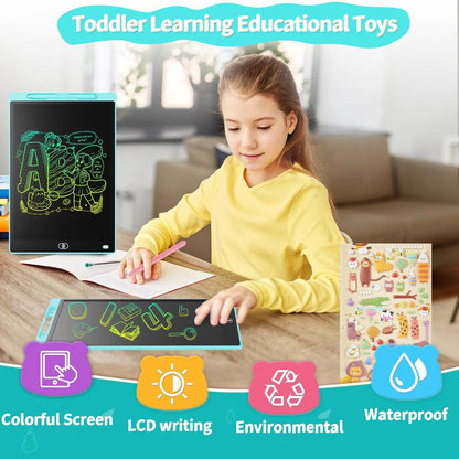 LCD Writing Board 16 Inches, Colourful Electronic Tablet, Portable Erasable Drawing Board, Graphic Tablet for Children's Games 3 4 5 6 7 Year Old Kid Boys Girls (Blue)