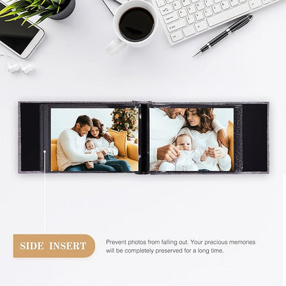 potricher Small Photo Album 4x6 100 Photos Linen Cover Picture Photo Book for Family Wedding Anniversary Baby Vacation (White,100 Pockets)