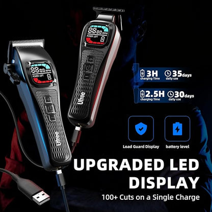 Ufree Professional Hair Clippers for Men, Barber-Grade Cordless Clipper & Trimmer Set with LCD Display & Long Lasting Power, Hair Cutting Tools for Home Haircuts, Fading, Beard Trimming