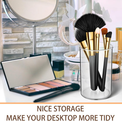 Crtiin 10 Pack Clear Acrylic Pen Holder Makeup Brush Round Pencil Holder for Desk Pen Cups Desk Organizers and Storage Desktop Stationery Organizer for Office School Home Supplies