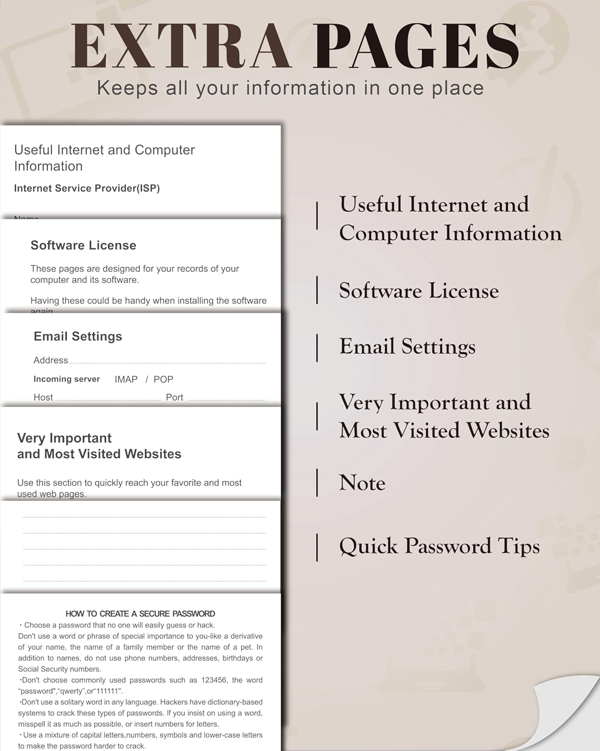 Password Keeper Book with Colorful Alphabetical Tabs, Hardcover Password Log-book for Internet Password and Website Address, 5.8"×8.4" Password Notebook for Home Office (Chocolate, Medium (5.8 x 8.4 Inch))