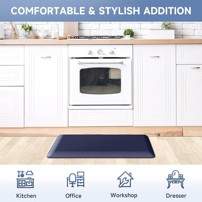 4/5 Inch Thick Kitchen Mats for Floor, StepRite Kitchen Rug for Standing Desk, Non-Slip, Thicker, Stain Resistant, Waterproof, Comfort Anti Fatigue Floor Mat for Home, Kitchen, Office - Blue,70*24''